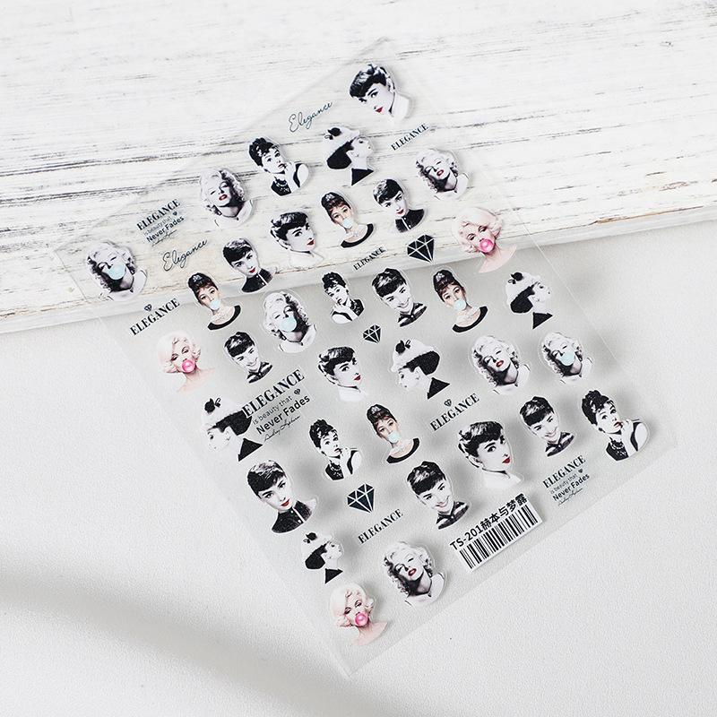 Japanese 5D thin and tough nail sticker pro matte thin relief nail sticker Audrey Hepburn Ts-201 hepburn and monroe
Japanese 5D thin and tough nail sticker pro matte thin relief nail sticker Audrey Hepburn Ts-201 hepburn and monroe
