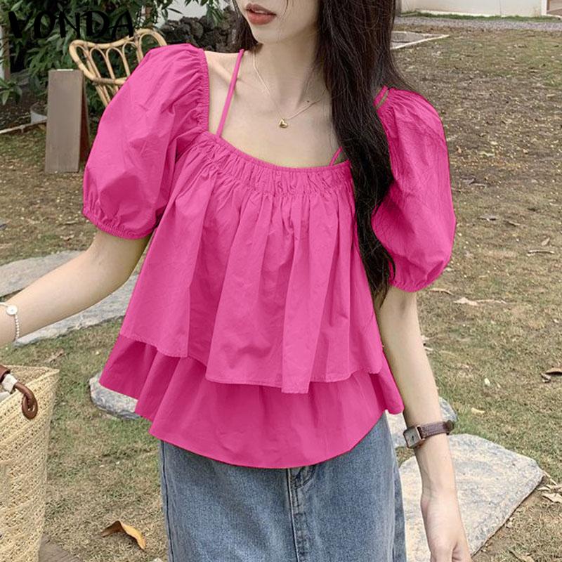 VONDA Summer Women Strap Puff Sleeve Double Layer Ruffled Casual Tops Blouse S оранжевый
VONDA Summer Women Strap Puff Sleeve Double Layer Ruffled Casual Tops Blouse S оранжевый