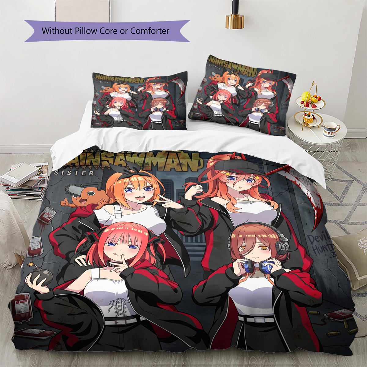 Chainsaw Man Pattern Bedding Quilt Set Quilt Cover Pillowcase Home Decoration Birthday Gift (1 * duvet cover + 2 * pillowcase, without core) 135x200cm
Chainsaw Man Pattern Bedding Quilt Set Quilt Cover Pillowcase Home Decoration Birthday Gift (1 * duvet cover + 2 * pillowcase, without core) 135x200cm