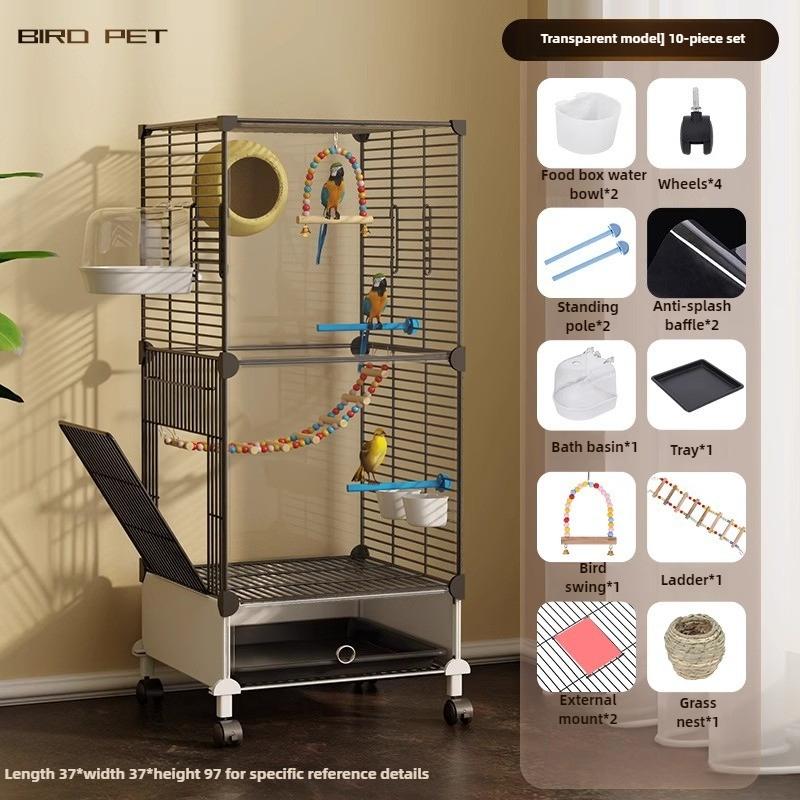 Transparent Large Bird Cage for Myna Solid and Durable 360 ° Pulley Movement Luxury Parrot Villa Bird Accessories Supplies
Transparent Large Bird Cage for Myna Solid and Durable 360 ° Pulley Movement Luxury Parrot Villa Bird Accessories Supplies