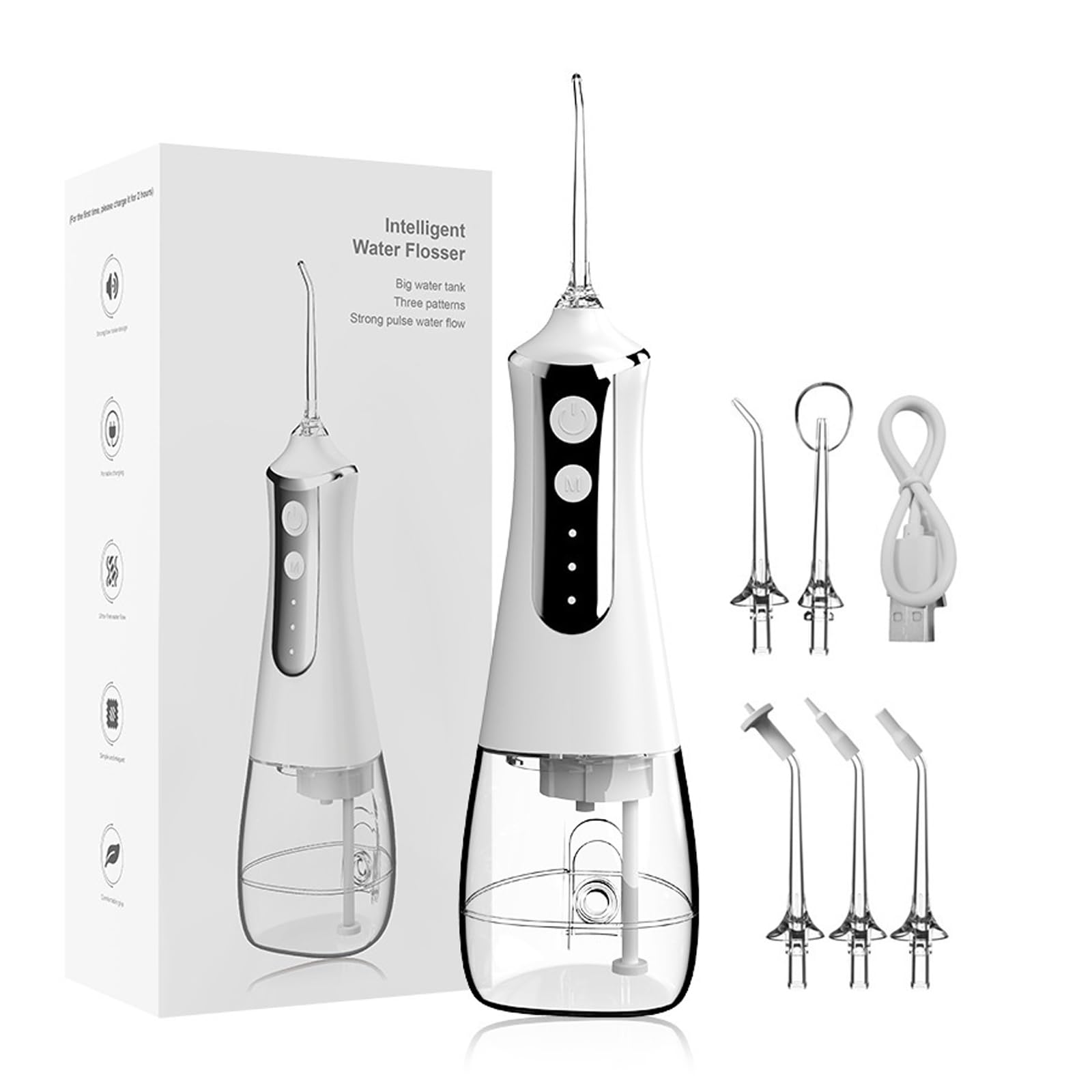 Water Flosser for Teeth Cordless,Professional Oral Irrigator,Ergonomic Non-Slip Grip,3 Modes and 5 Nozzles,300ml Water Tank,Low Noise Level - 70db білий
Water Flosser for Teeth Cordless,Professional Oral Irrigator,Ergonomic Non-Slip Grip,3 Modes and 5 Nozzles,300ml Water Tank,Low Noise Level - 70db білий