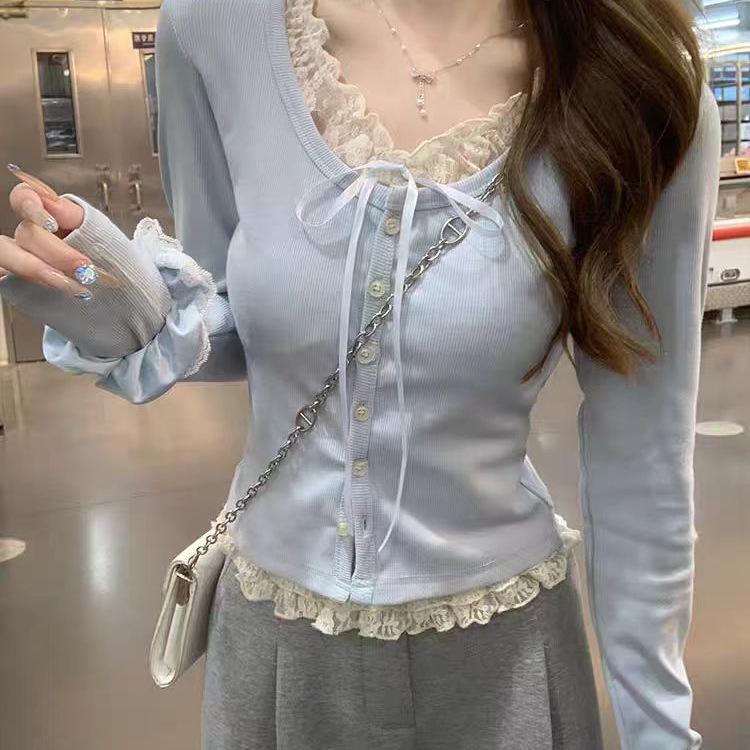 2025 Early Spring Korean Lace Button Bow Neck Slim Fit Long Sleeve Women s Top Small синий
2025 Early Spring Korean Lace Button Bow Neck Slim Fit Long Sleeve Women s Top Small синий