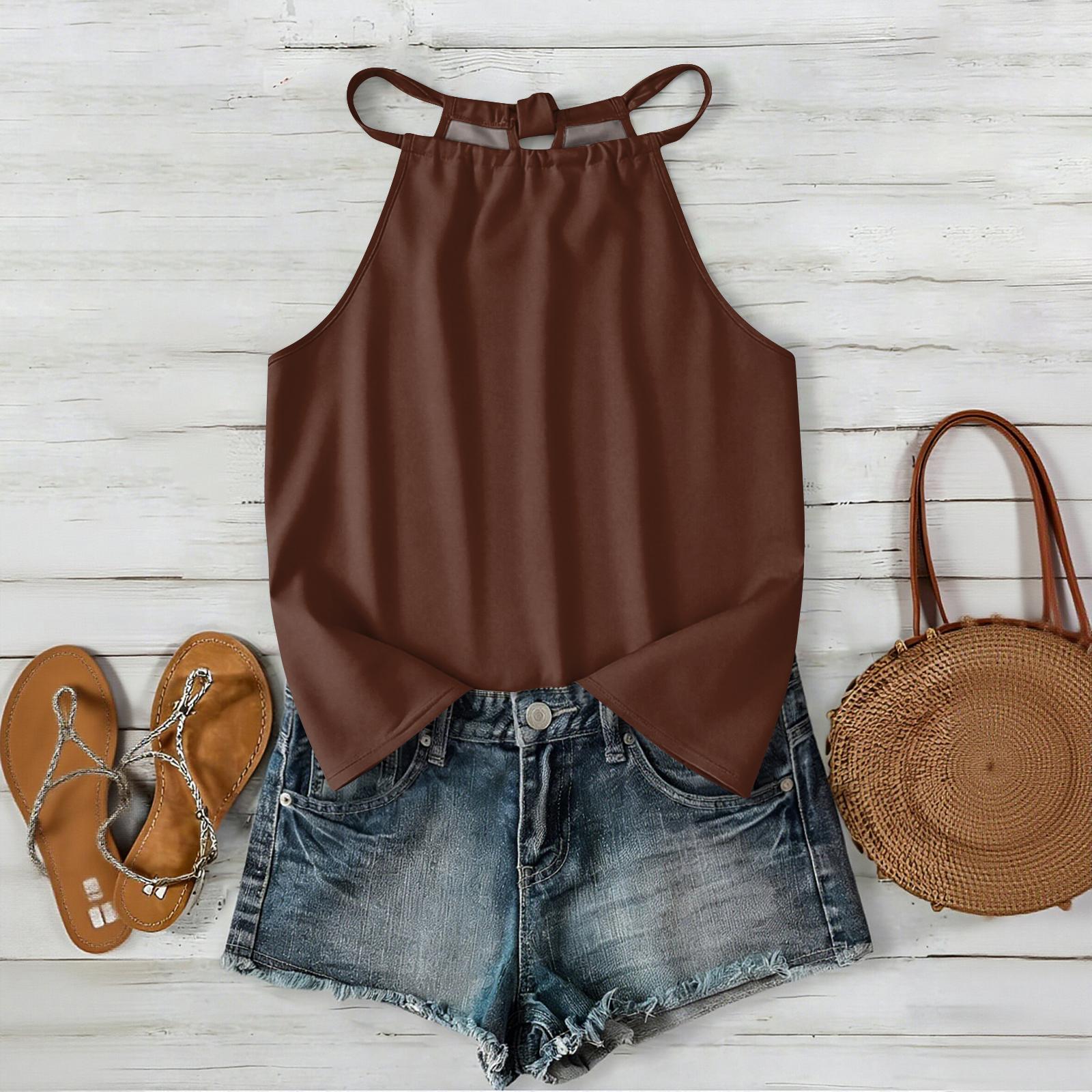 Women Bohemian Solid Color Sleeveless Camisole Top Summer Casual Loose Fit Spaghetti Strap Blouse for Outdoor and Daily Wear L коричневый
Women Bohemian Solid Color Sleeveless Camisole Top Summer Casual Loose Fit Spaghetti Strap Blouse for Outdoor and Daily Wear L коричневый