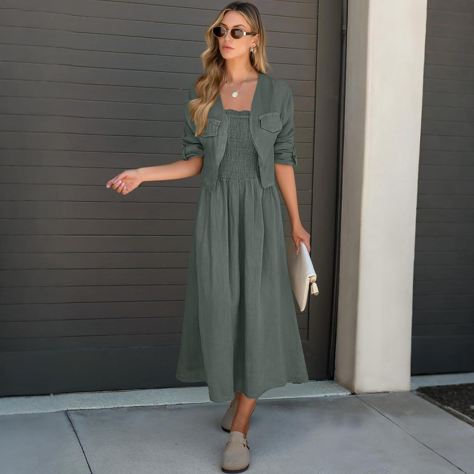 Women s Color Linen Dress With Coat Two-piece Set XXL
Women s Color Linen Dress With Coat Two-piece Set XXL