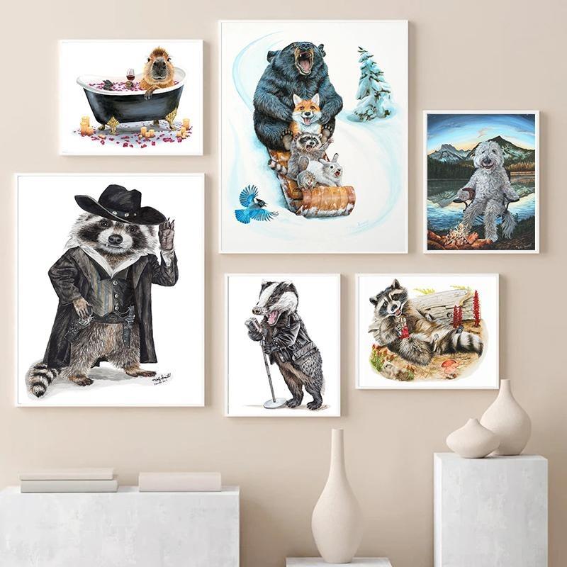 Fancy animals campadoodle raccoon gangster poster canvas painting abstract wall art painting for the living room decoration of the house 21*30cm No Frame
Fancy animals campadoodle raccoon gangster poster canvas painting abstract wall art painting for the living room decoration of the house 21*30cm No Frame