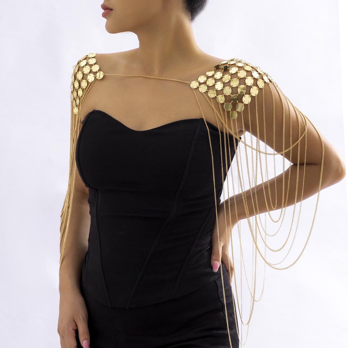 Accessories, personalized long chain, fringed shoulder and neck chain, creative sequined U-shaped necklace, body chain for women
Accessories, personalized long chain, fringed shoulder and neck chain, creative sequined U-shaped necklace, body chain for women