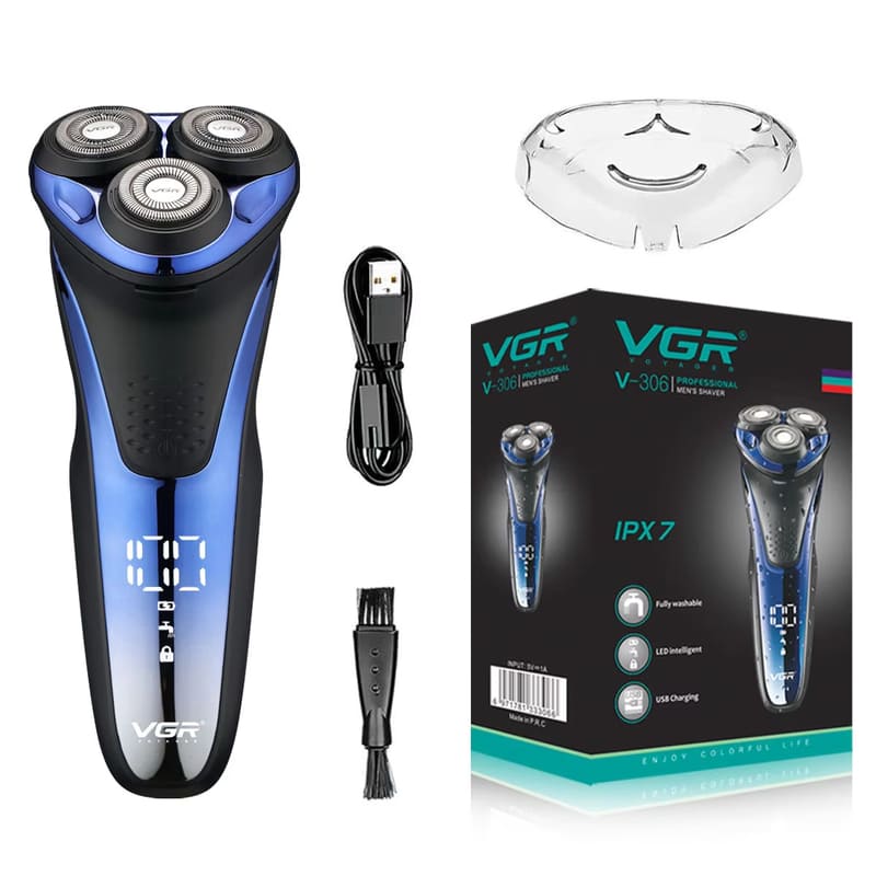 VGR V-306 Portable Men s Electric Shaver with Triple Floating Blades USB Washable Durable and Powerful Smooth and Close with LED Digital Display синий
VGR V-306 Portable Men s Electric Shaver with Triple Floating Blades USB Washable Durable and Powerful Smooth and Close with LED Digital Display синий
