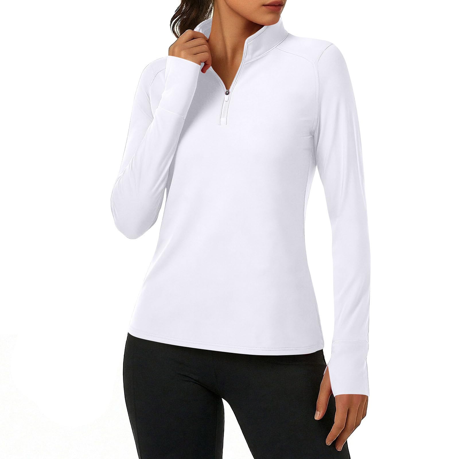 Women s Long Sleeve Athletic Pullover with Zipper Front Slim Fit Casual Sportswear Stretchy Lightweight Base Layer Top for Fitness S білий
Women s Long Sleeve Athletic Pullover with Zipper Front Slim Fit Casual Sportswear Stretchy Lightweight Base Layer Top for Fitness S білий