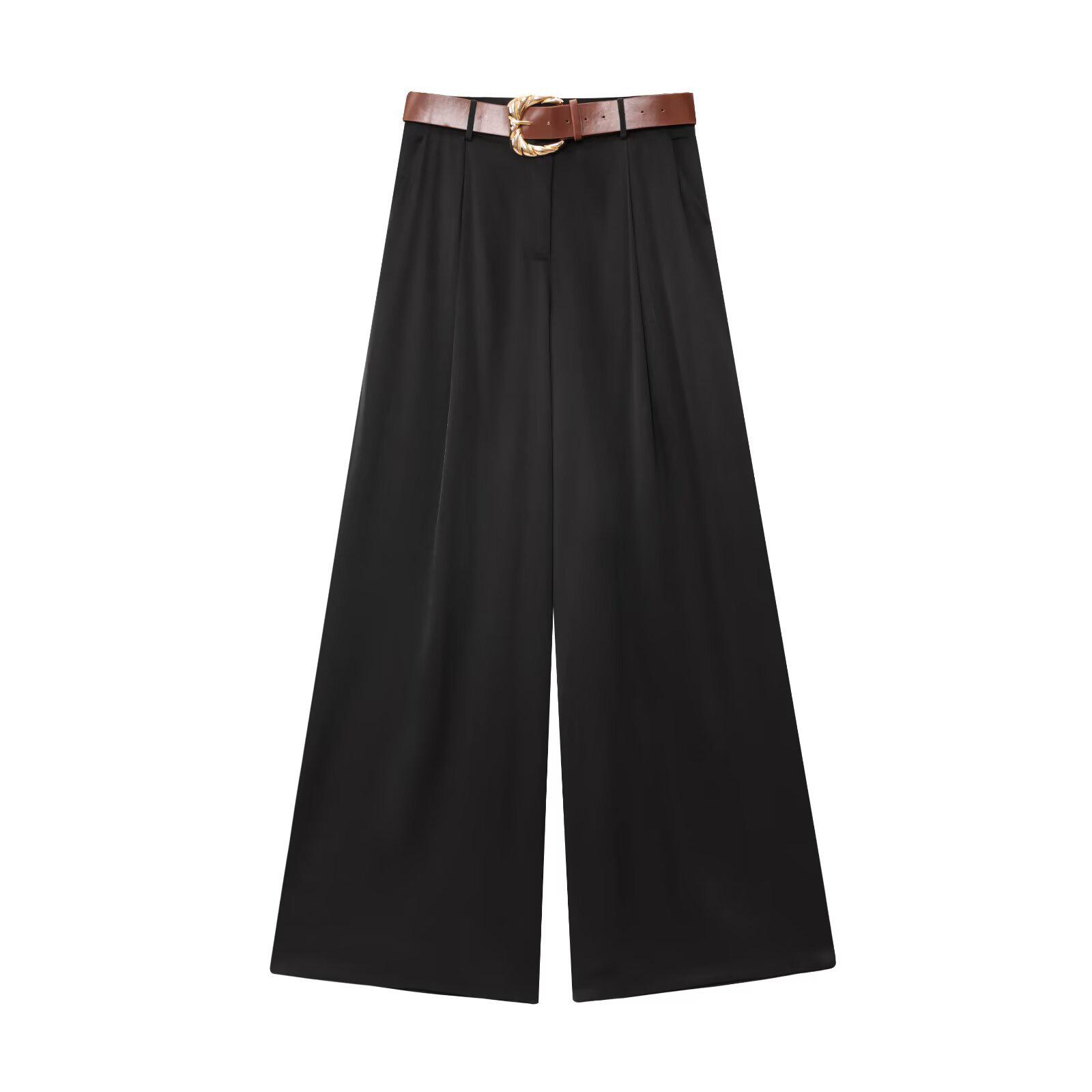 2025 Women s Wide-Leg Satin Pants with Belt - Solid Color, Casual Style Extra Small
2025 Women s Wide-Leg Satin Pants with Belt - Solid Color, Casual Style Extra Small