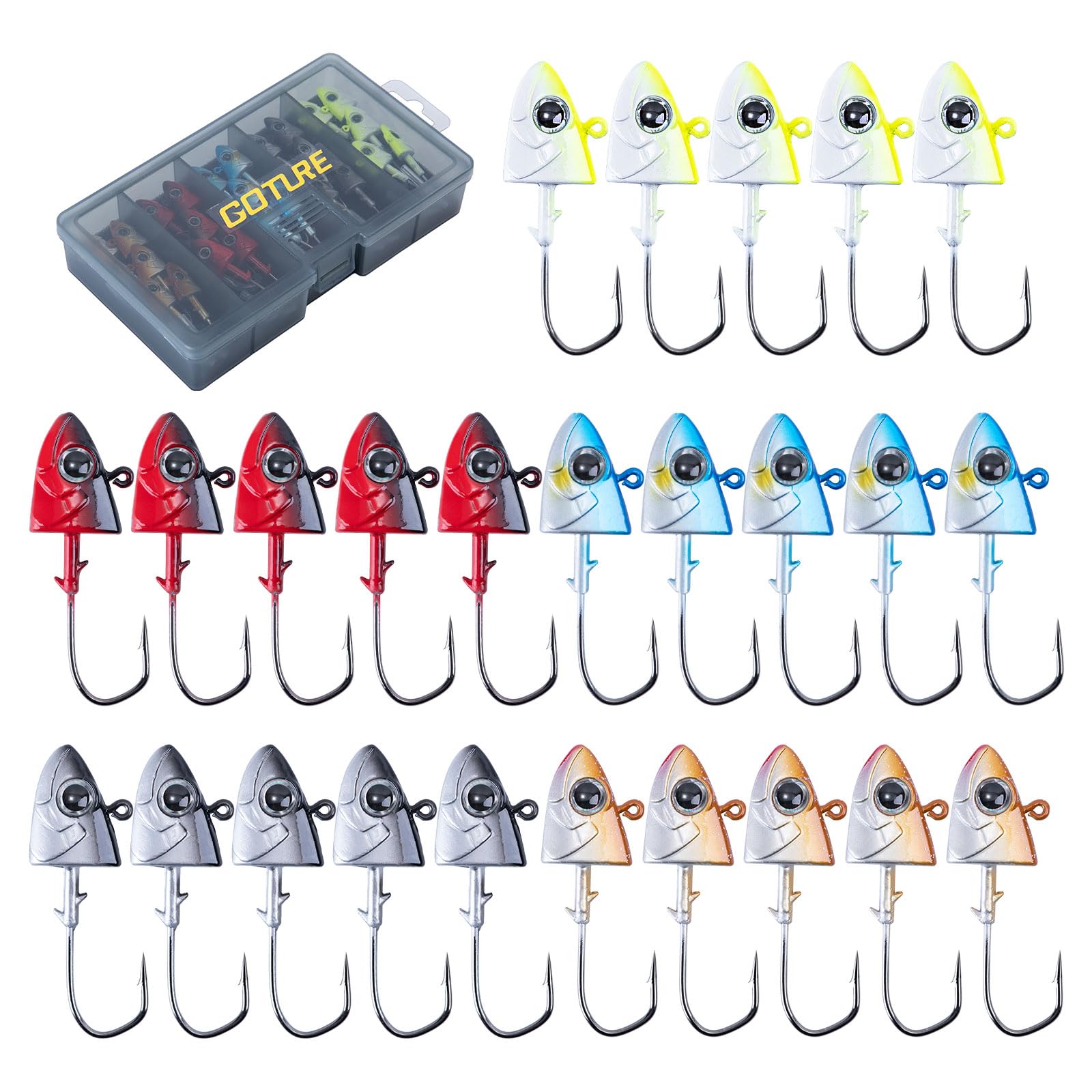 Goture Jig Head Ajing Jig Head 5 Colors 28g Set of 25 Jig Head Set Reinforced Fixed Design Rockfish Aji Ajing Storage Case Included
Goture Jig Head Ajing Jig Head 5 Colors 28g Set of 25 Jig Head Set Reinforced Fixed Design Rockfish Aji Ajing Storage Case Included