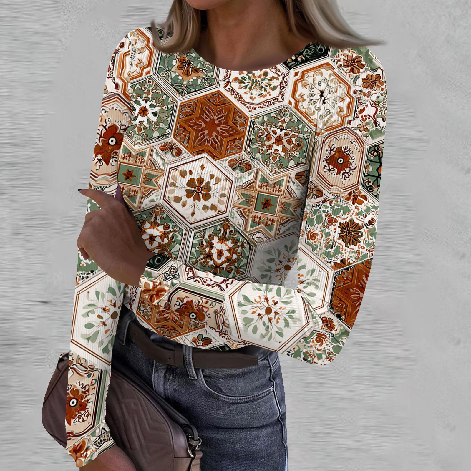 Women s Casual Fashion Round Neck Retro Print Long Sleeve Ribbed Top XXL хакі
Women s Casual Fashion Round Neck Retro Print Long Sleeve Ribbed Top XXL хакі