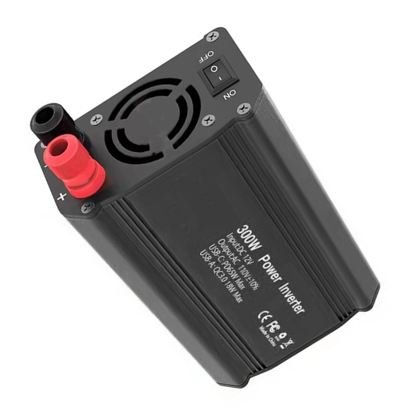 300W Power Inverter 12V DC to 110V AC Automotive Conversion Power Supply QC3.0 with PD65W USB-C Charging Port US Plug
300W Power Inverter 12V DC to 110V AC Automotive Conversion Power Supply QC3.0 with PD65W USB-C Charging Port US Plug