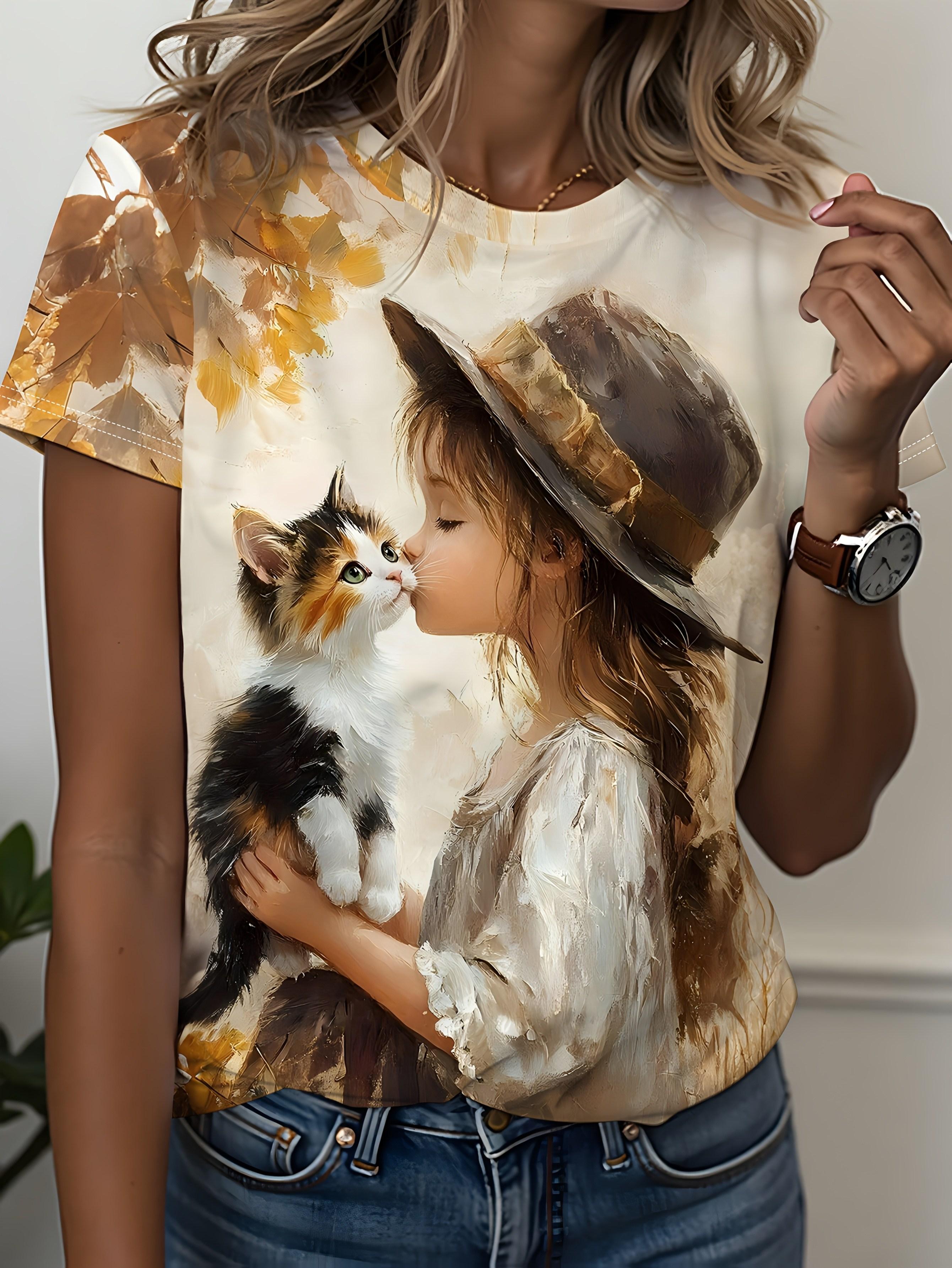 Women S T-Shirt - Quick-Drying - And Versatile And Cat Intimate Interaction T-Shirt. Oil Painting Style. Autumn Maple Leaf Embellishment. Fashionable S дубильная кора
Women S T-Shirt - Quick-Drying - And Versatile And Cat Intimate Interaction T-Shirt. Oil Painting Style. Autumn Maple Leaf Embellishment. Fashionable S дубильная кора