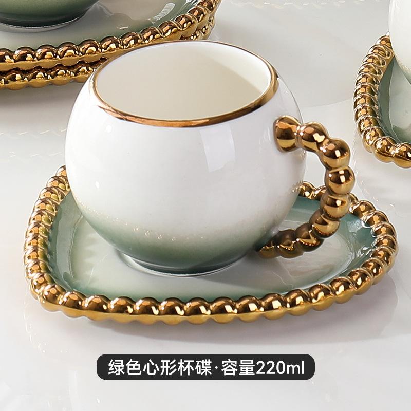 European Porcelain Coffee Cup and Saucer Gold Dot Mug Heart-shaped Porcelain Breakfast Milk Mug Afternoon Tea Latte Coffee Cup 220ml
European Porcelain Coffee Cup and Saucer Gold Dot Mug Heart-shaped Porcelain Breakfast Milk Mug Afternoon Tea Latte Coffee Cup 220ml
