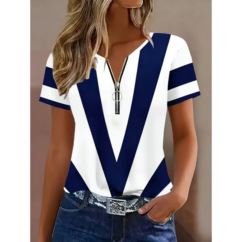 Women s Fashion Geometric Print T-Shirt Short Sleeve Top Front Zipper Stretch Soft Fabric XL
Women s Fashion Geometric Print T-Shirt Short Sleeve Top Front Zipper Stretch Soft Fabric XL