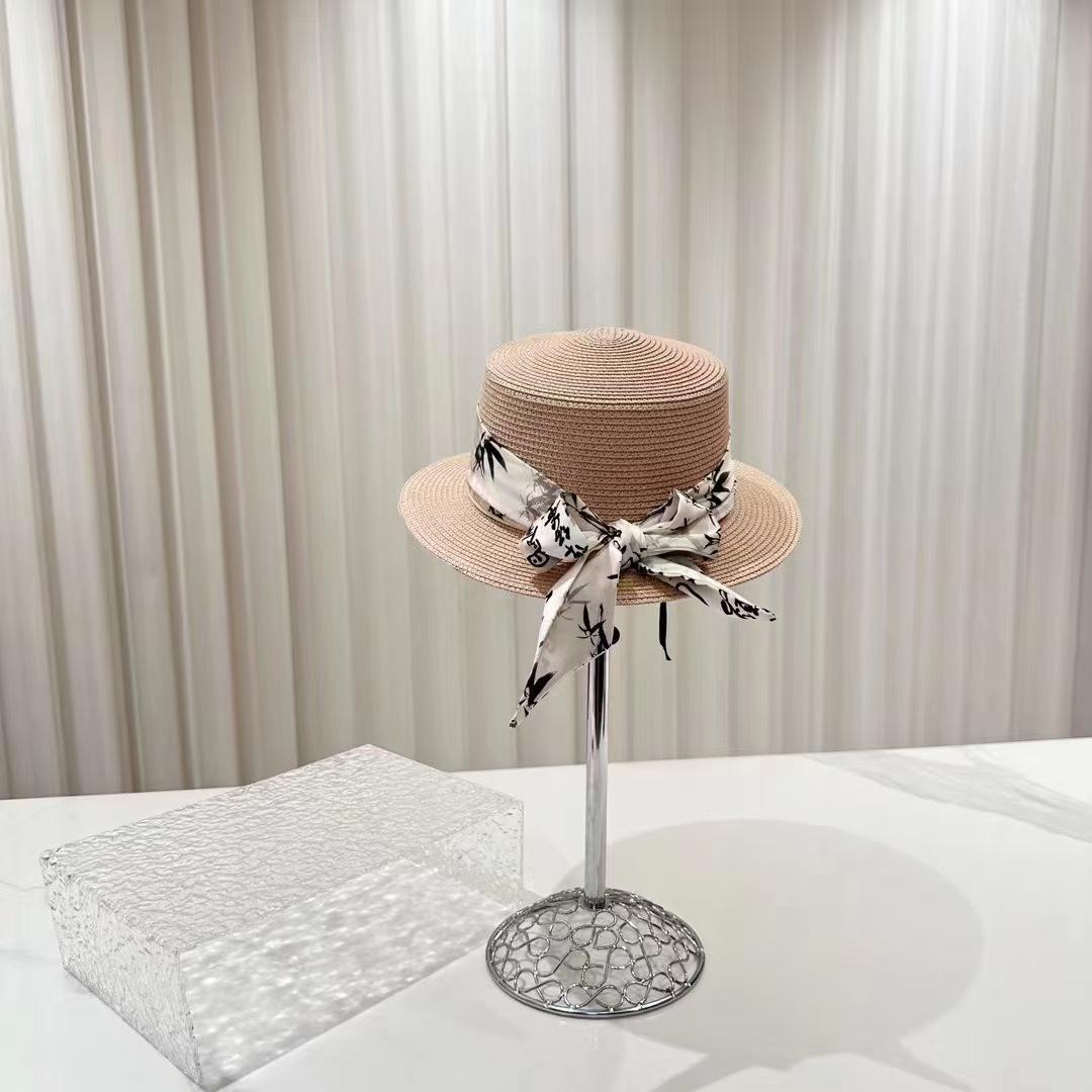 Ретро-цилиндр, сезон бобов, пляжный отдых, солнцезащитный козырек, солнцезащитная шляпа, новая китайская тушь, национальная, с небольшими полями, соломенная шляпа с плоским верхом M(56-58cm) розовый