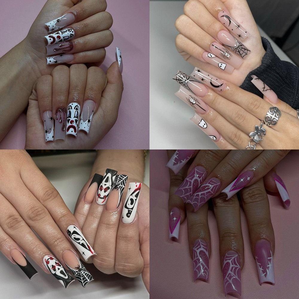 Spider Web Halloween Fake Nails Long Coffin Shaped Manicure Nail Tips Press on Nails Women
Spider Web Halloween Fake Nails Long Coffin Shaped Manicure Nail Tips Press on Nails Women