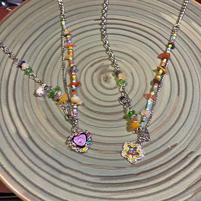 Модные богемные ожерелья с подвеской в форме сердца для женщин, милые девушки, подвеска из натурального камня, цепочка 2023, ювелирные изделия, вечерние, свадебные подарки