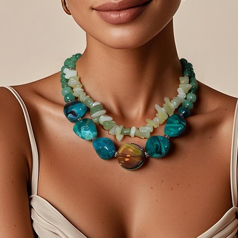 Irregular Green Resin Necklaces for Women Hyperbole Vintage Fashion Beads Elegant Double-layer Necklace Banquet Jewelry Gifts
Irregular Green Resin Necklaces for Women Hyperbole Vintage Fashion Beads Elegant Double-layer Necklace Banquet Jewelry Gifts
