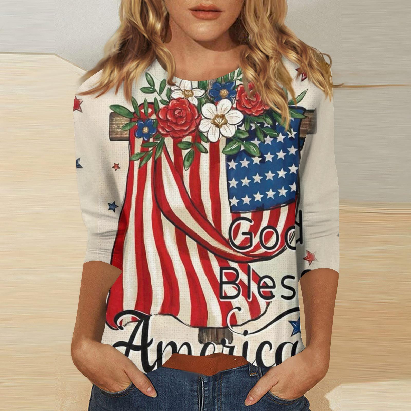Women s Independence Day Print Round Neck Seven-Eighths Sleeve Top XL
Women s Independence Day Print Round Neck Seven-Eighths Sleeve Top XL