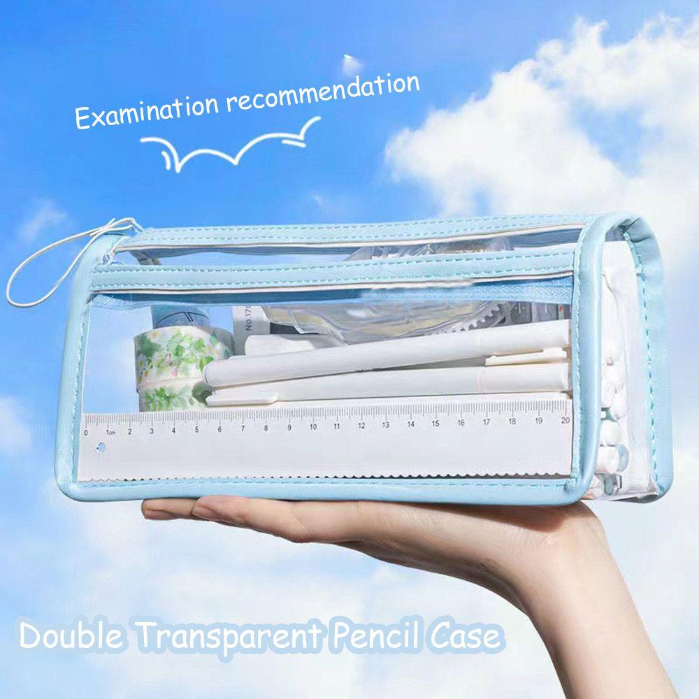 PVC Large Capacity Storage Bag Stationery Bag Simple Double Transparent Pencil Case Portable рожевий
PVC Large Capacity Storage Bag Stationery Bag Simple Double Transparent Pencil Case Portable рожевий