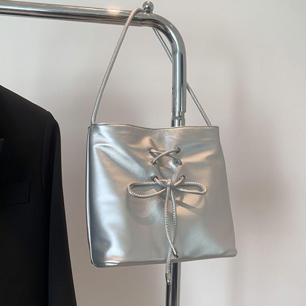 Fresh Color Bowknot Shoulder Bag Ballet Style Pearlescent Tote Bag Silver Underarm Bag Outdoor
Fresh Color Bowknot Shoulder Bag Ballet Style Pearlescent Tote Bag Silver Underarm Bag Outdoor