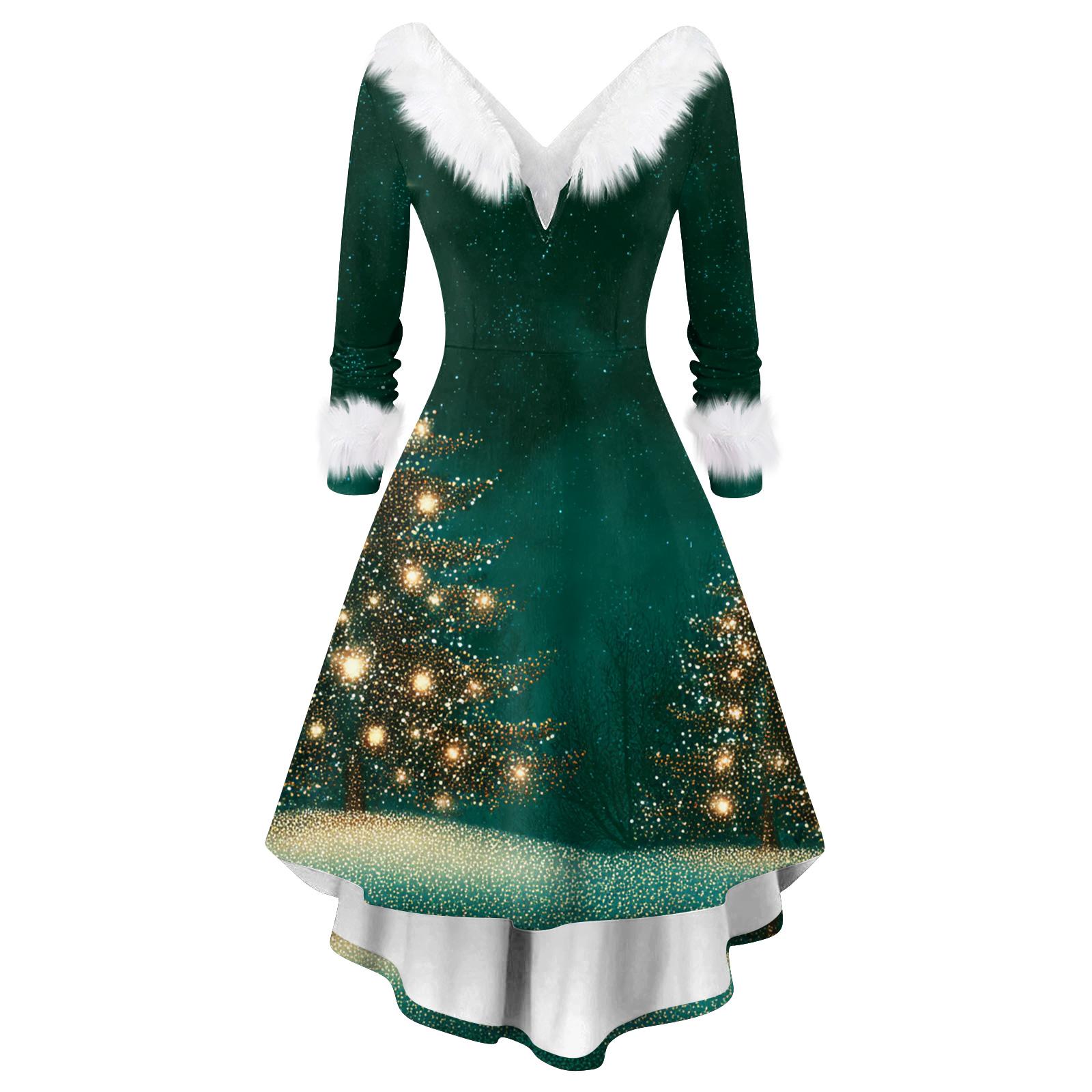 Женское модное повседневное платье с V-образным вырезом и рождественским принтом с длинным рукавом L
Женское модное повседневное платье с V-образным вырезом и рождественским принтом с длинным рукавом L