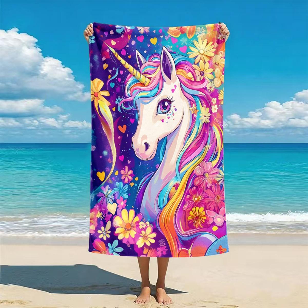 Kids Unicorn Beach Towel, Super Absorbent Quick Dry Microfiber Towel, Cute Cartoon Unicorn Print Sandproof Blanket for Girls W40*H60(CM)
Kids Unicorn Beach Towel, Super Absorbent Quick Dry Microfiber Towel, Cute Cartoon Unicorn Print Sandproof Blanket for Girls W40*H60(CM)