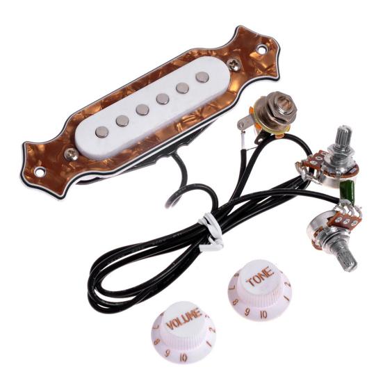 6-string Single Coil Pickup Guitar Soundhole Harness Set with Volume Tone Pots
6-string Single Coil Pickup Guitar Soundhole Harness Set with Volume Tone Pots