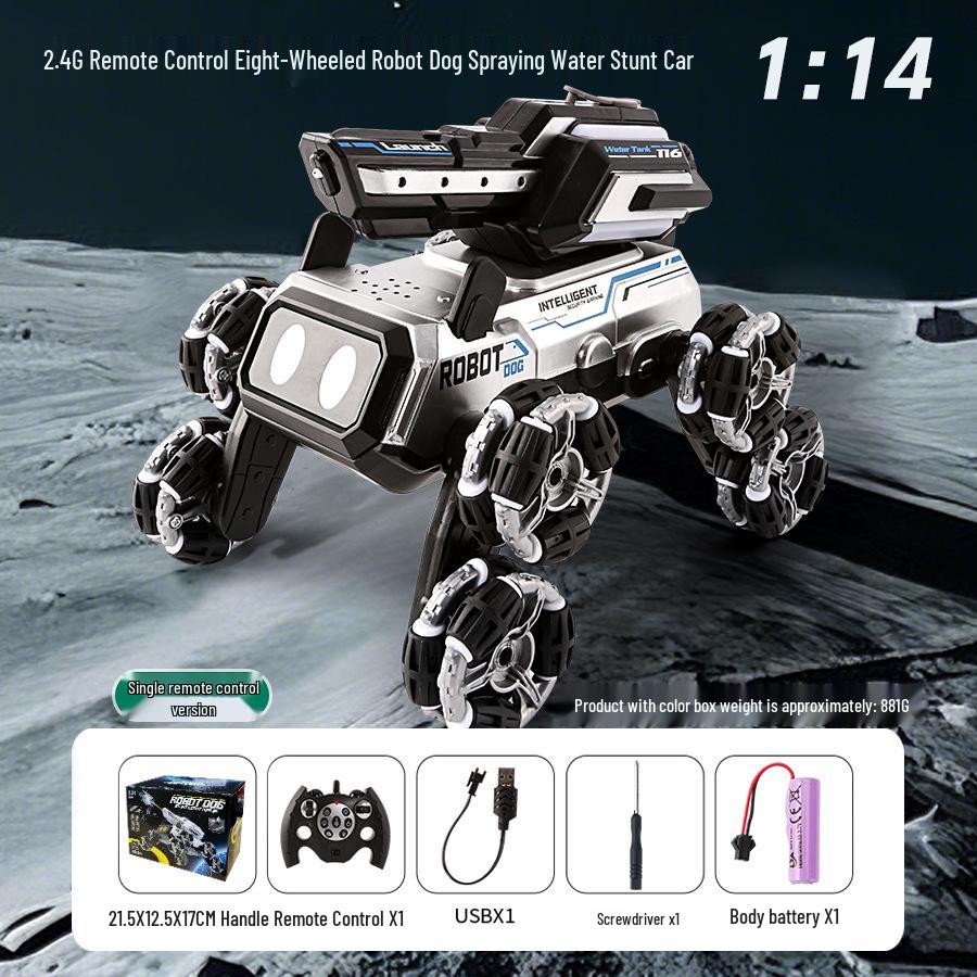 Трюковая игрушка для собаки с 8 колесами для трансграничной торговли: Радиоуправляемая, Водяной пистолет, Лазающая, Деформируемая Электрическая Умная Игрушка 1:14 Single Control
Трюковая игрушка для собаки с 8 колесами для трансграничной торговли: Радиоуправляемая, Водяной пистолет, Лазающая, Деформируемая Электрическая Умная Игрушка 1:14 Single Control