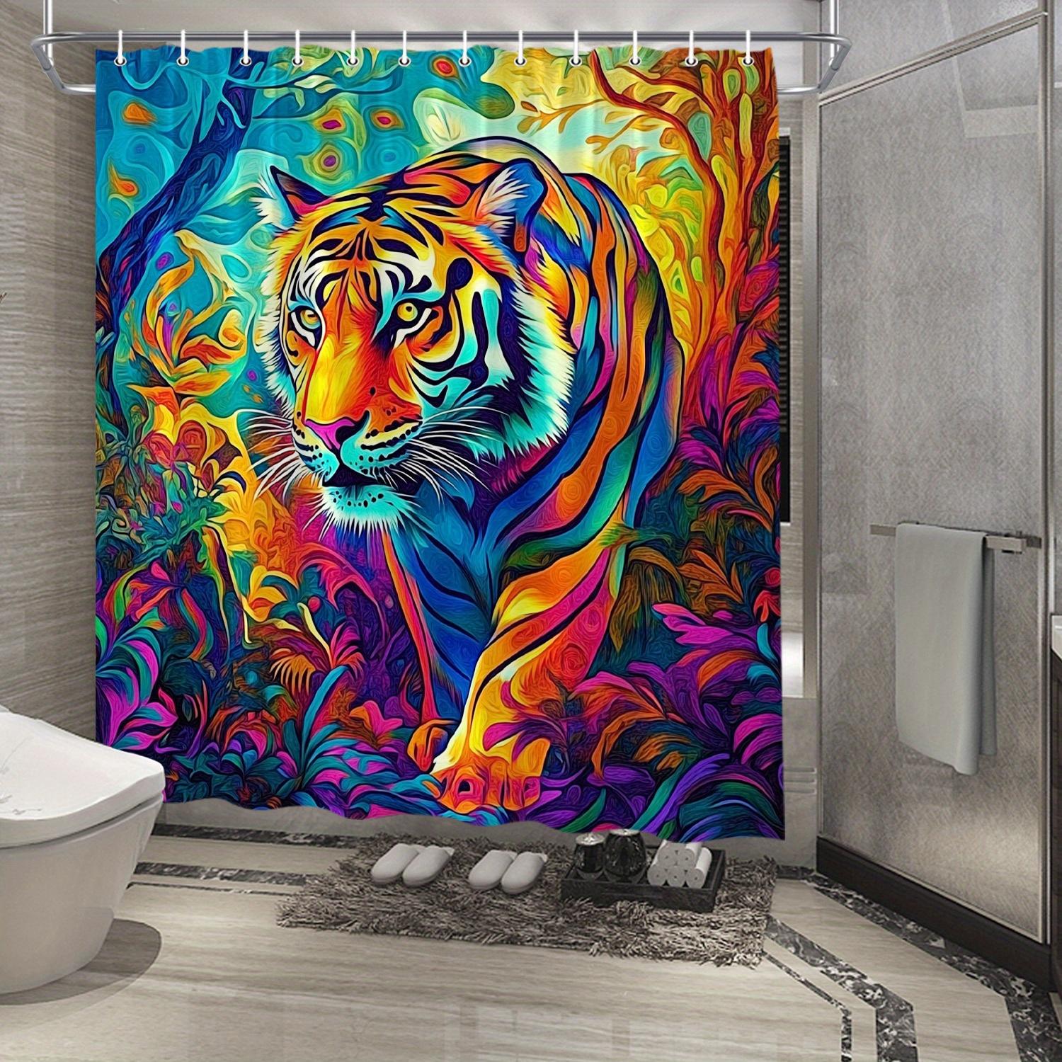 1Pc Psychedelic Tiger Shower Curtain - Vibrant Abstract Jungle Design With Multicolored Stripes, Surreal Digital Art, 70X70 Inch W60H190(CM)-1 Pcs
1Pc Psychedelic Tiger Shower Curtain - Vibrant Abstract Jungle Design With Multicolored Stripes, Surreal Digital Art, 70X70 Inch W60H190(CM)-1 Pcs