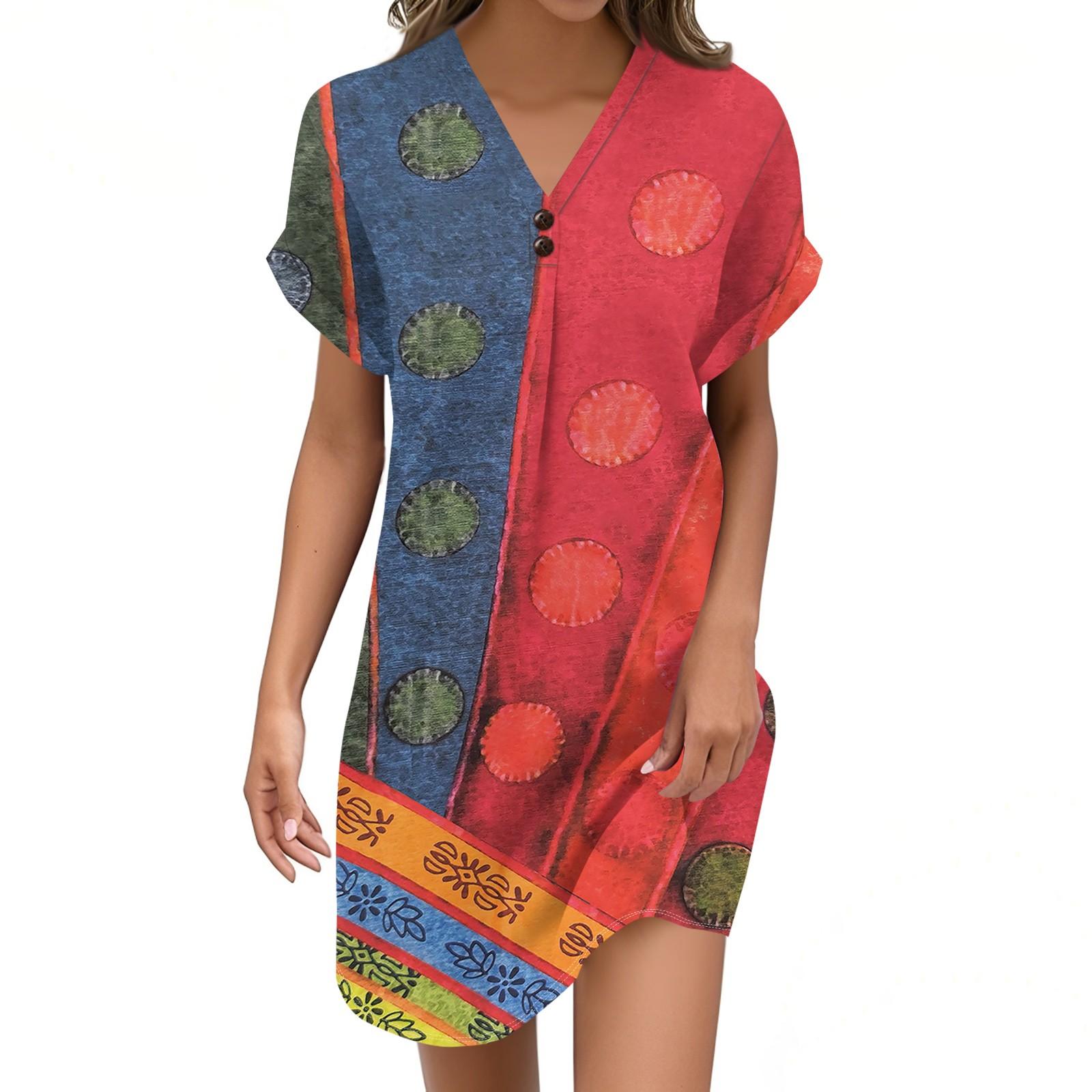 Women s V-neck Vintage Color Block Stitching Print Pullovers Casual Button Dress XXL
Women s V-neck Vintage Color Block Stitching Print Pullovers Casual Button Dress XXL