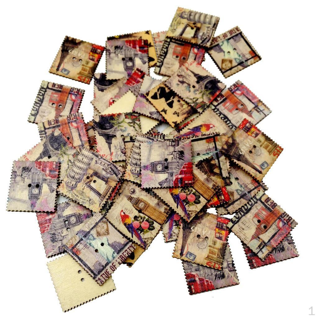50 Pieces Square Vintage Tower Stamps Wood Buttons Embellishment for Kids Crafts Decoration 3.3cm
50 Pieces Square Vintage Tower Stamps Wood Buttons Embellishment for Kids Crafts Decoration 3.3cm