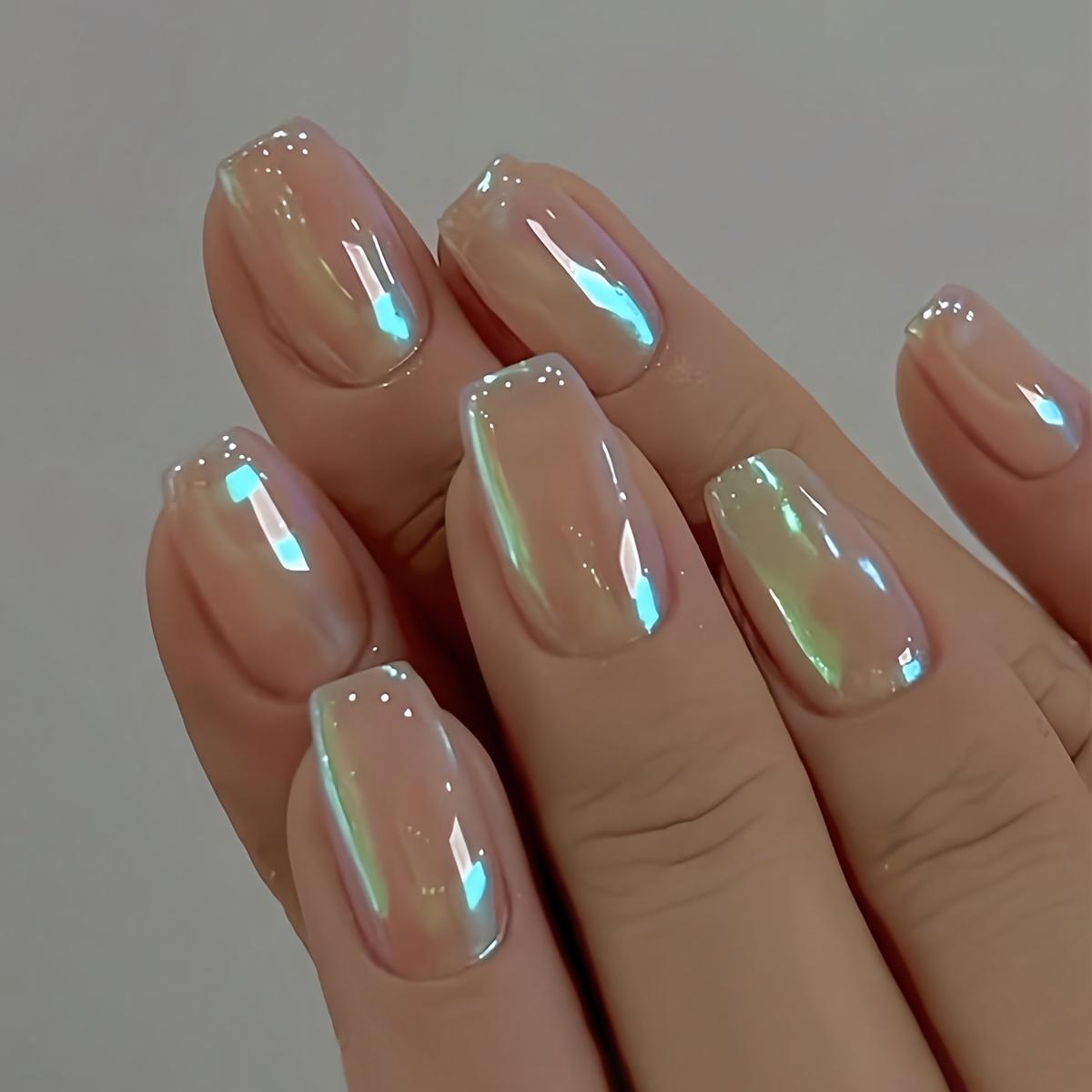 10pcs summer vintage minimalist colorful laser short ballet press-on nails kit, elegant daily wear for women.
10pcs summer vintage minimalist colorful laser short ballet press-on nails kit, elegant daily wear for women.