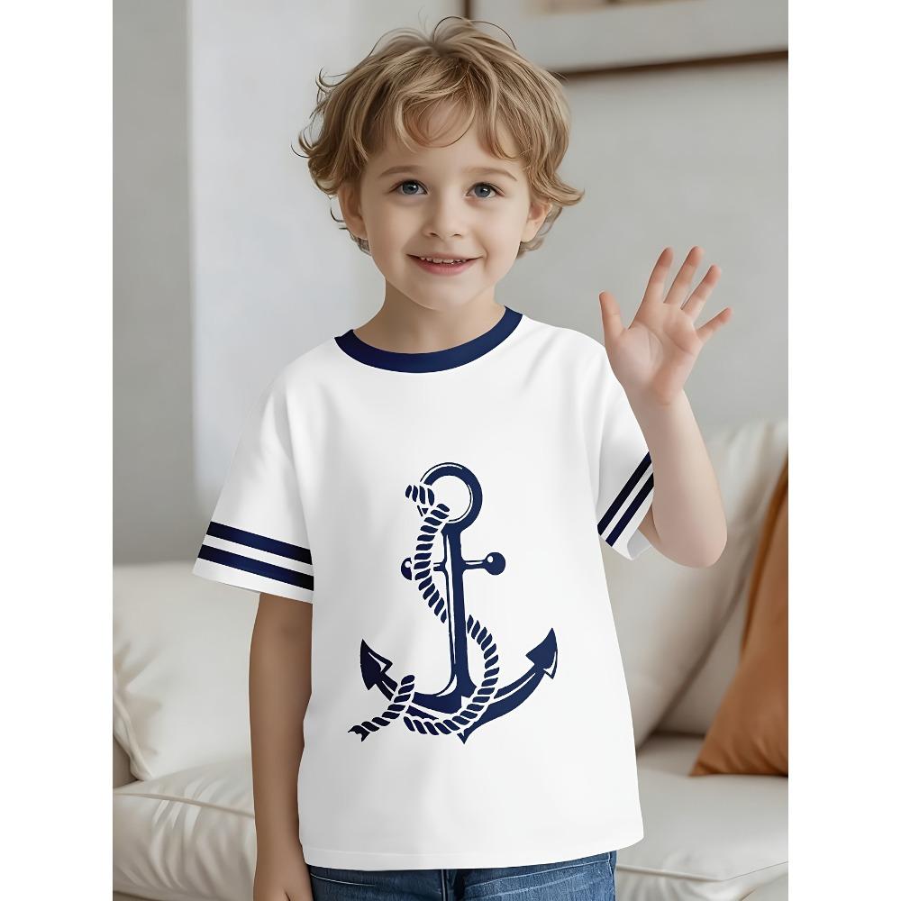 Children s Knot Anchor Navy T-shirt Retro Anchor Rope Print Baby Classic Nautical Style Casual Short Sleeve 100
Children s Knot Anchor Navy T-shirt Retro Anchor Rope Print Baby Classic Nautical Style Casual Short Sleeve 100