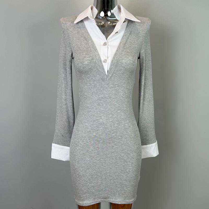 Korean Dongdaemun Sexy Bodycon Dress with Feminine Lapel Design One Size серый
Korean Dongdaemun Sexy Bodycon Dress with Feminine Lapel Design One Size серый