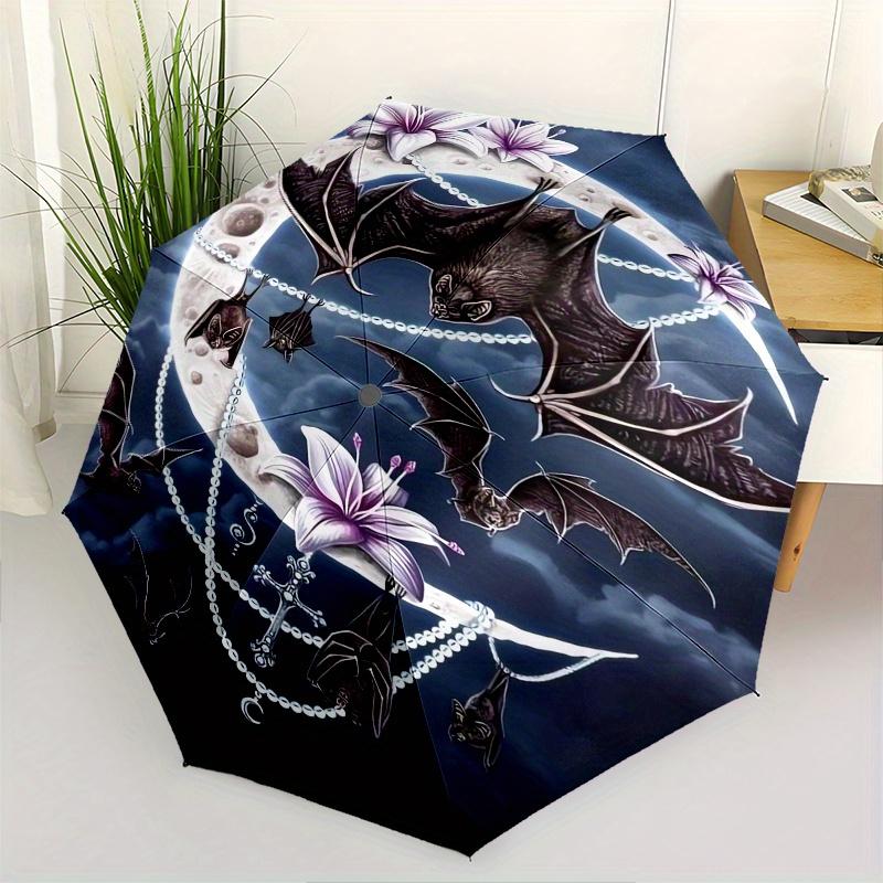 Bat Moon Automatic Folding Umbrella 8 Ribs, Durable Iron Frame, Bright Color Pattern Compact Travel Umbrella, Suitable for Outdoor, Beach a
Bat Moon Automatic Folding Umbrella 8 Ribs, Durable Iron Frame, Bright Color Pattern Compact Travel Umbrella, Suitable for Outdoor, Beach a