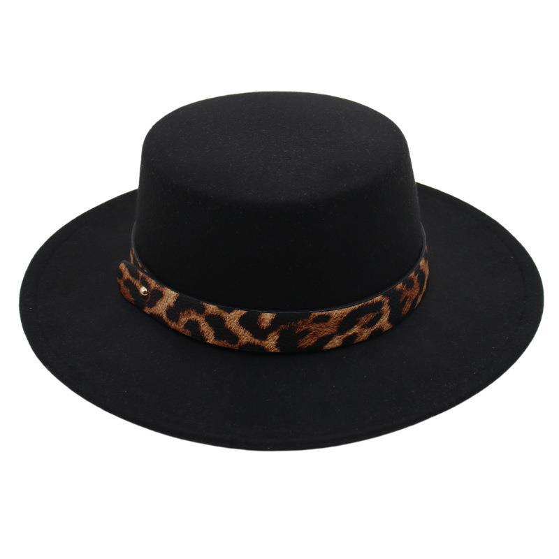 Foreign Trade Leopard Print Jazz Hat Stage Performance Top Hat French Woolen Hat Hepburn Style Flat Top Retro Style Felt Hat One size fits all чорний
Foreign Trade Leopard Print Jazz Hat Stage Performance Top Hat French Woolen Hat Hepburn Style Flat Top Retro Style Felt Hat One size fits all чорний