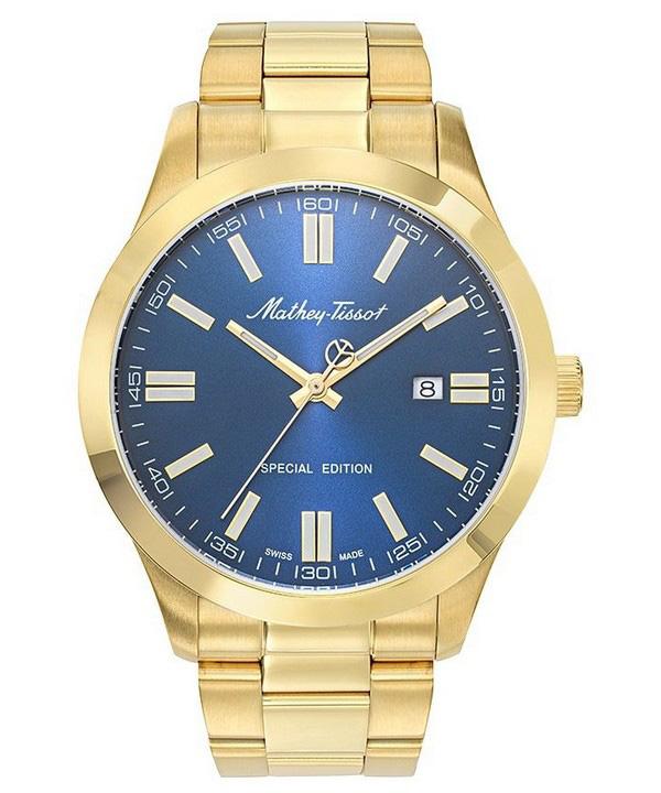 Mathey-Tissot Mathy I Jumbo Special Edition золотистый тон из нержавеющей стали с синим циферблатом, кварцевые мужские часы H455PBU синий
Mathey-Tissot Mathy I Jumbo Special Edition золотистый тон из нержавеющей стали с синим циферблатом, кварцевые мужские часы H455PBU синий
