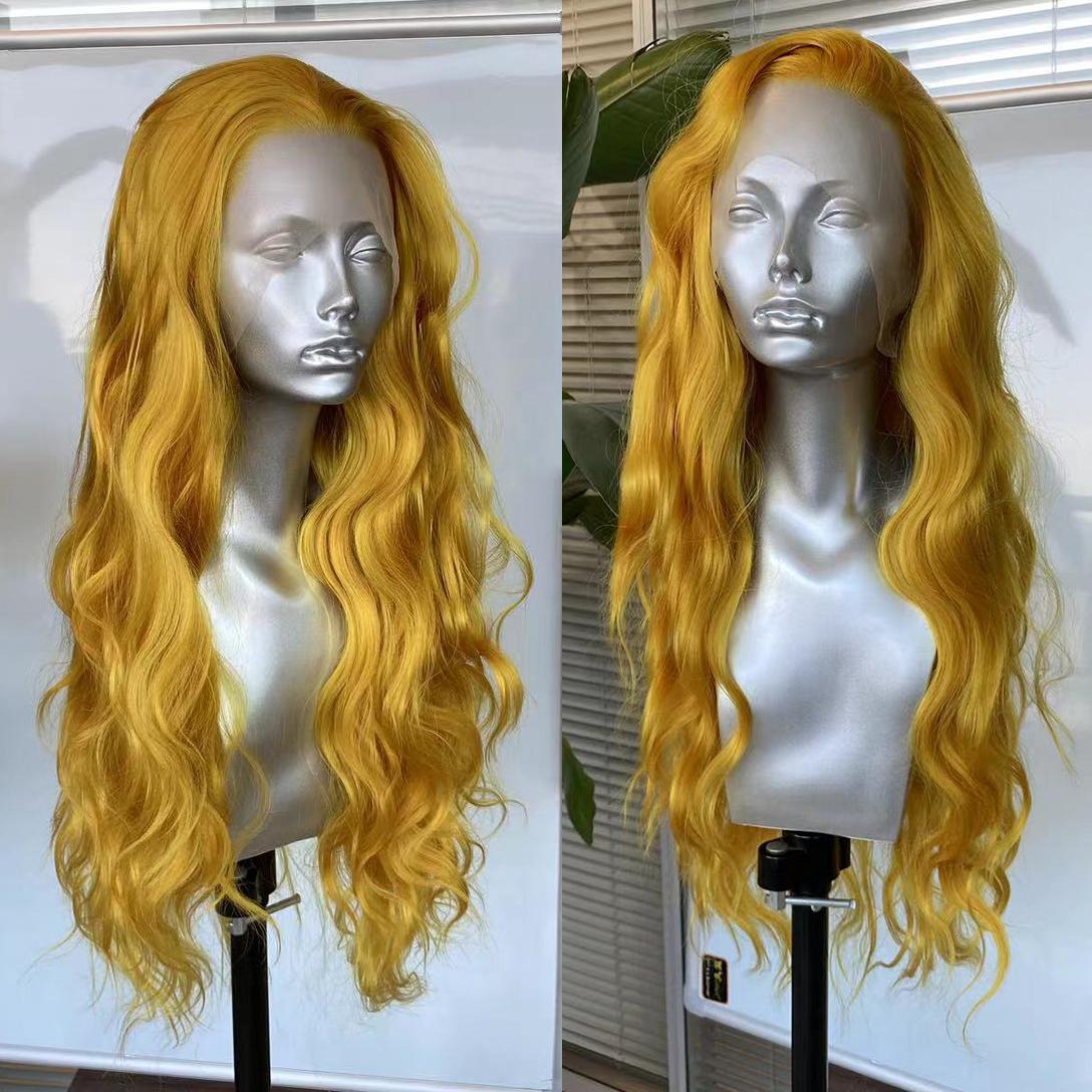 Yellow Wig Long Loose Wave Curly Hair Heat Resistant Synthetic Lace Front Wigs Natural Hairline Daily Use Cosplay Wig
Yellow Wig Long Loose Wave Curly Hair Heat Resistant Synthetic Lace Front Wigs Natural Hairline Daily Use Cosplay Wig