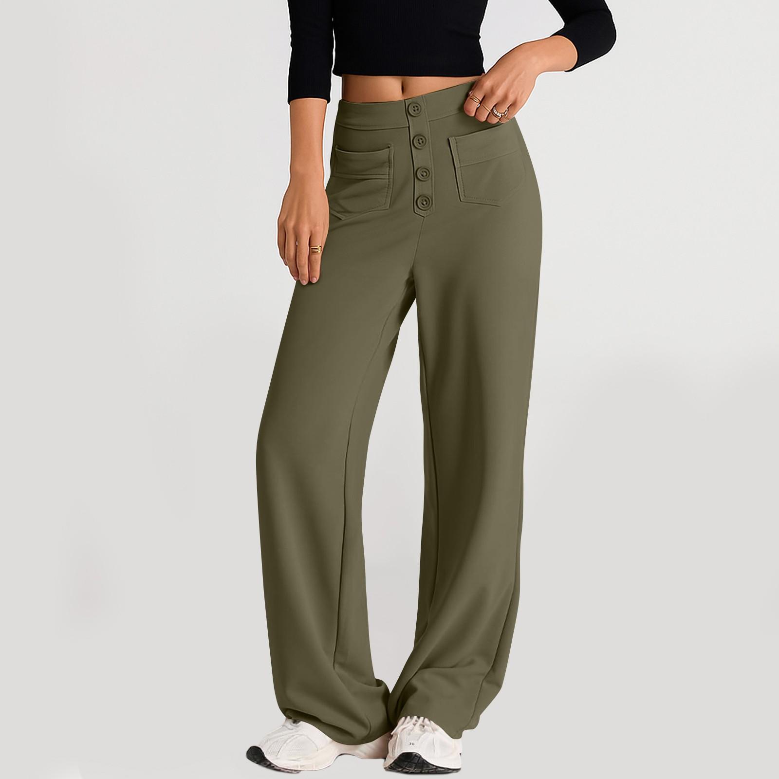 Women s Fashionable Solid Color Straight Leg Pants With High Waist Button Pockets And Elastic Waist Casual Pants L армія зелений колір
Women s Fashionable Solid Color Straight Leg Pants With High Waist Button Pockets And Elastic Waist Casual Pants L армія зелений колір