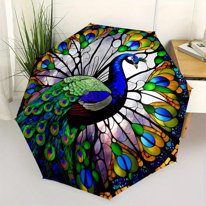 Stunning Peacock Stained Decor Umbrella, Portable 3-Fold Compact Umbrella for Men & Women ES23
Stunning Peacock Stained Decor Umbrella, Portable 3-Fold Compact Umbrella for Men & Women ES23