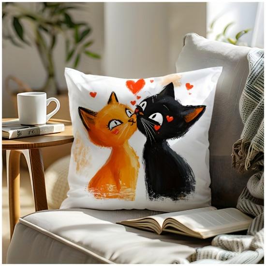 Cute Black Cat - Floral Pillow CoversLiving room sofa cushion cover, soft and comfortable, bedroom room decoration 40x40cm 16x16in
Cute Black Cat - Floral Pillow CoversLiving room sofa cushion cover, soft and comfortable, bedroom room decoration 40x40cm 16x16in