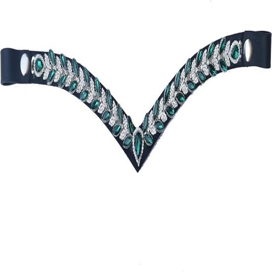 Sparkly Green V-Shaped Kiara Browband for Bridle Made from Durable Leather. Extra Large (45 cm) чёрный
Sparkly Green V-Shaped Kiara Browband for Bridle Made from Durable Leather. Extra Large (45 cm) чёрный