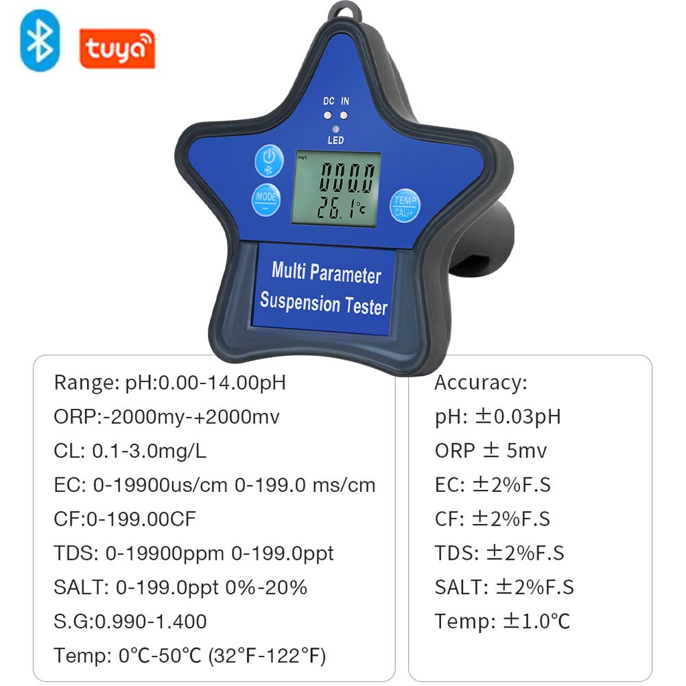 Bluetooth Smart Floating Water Quality Tester LCD 9 in 1 Water Analyzer PH/ORP/CL/EC/CF/TDS/SALT/SG/Temp Meter Tuya App Control синий
Bluetooth Smart Floating Water Quality Tester LCD 9 in 1 Water Analyzer PH/ORP/CL/EC/CF/TDS/SALT/SG/Temp Meter Tuya App Control синий