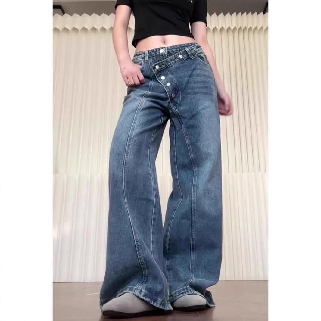 2025 Spring Women s Retro Patchwork Wide-Leg Floor-Length Jeans with Irregular Button Row Large
2025 Spring Women s Retro Patchwork Wide-Leg Floor-Length Jeans with Irregular Button Row Large