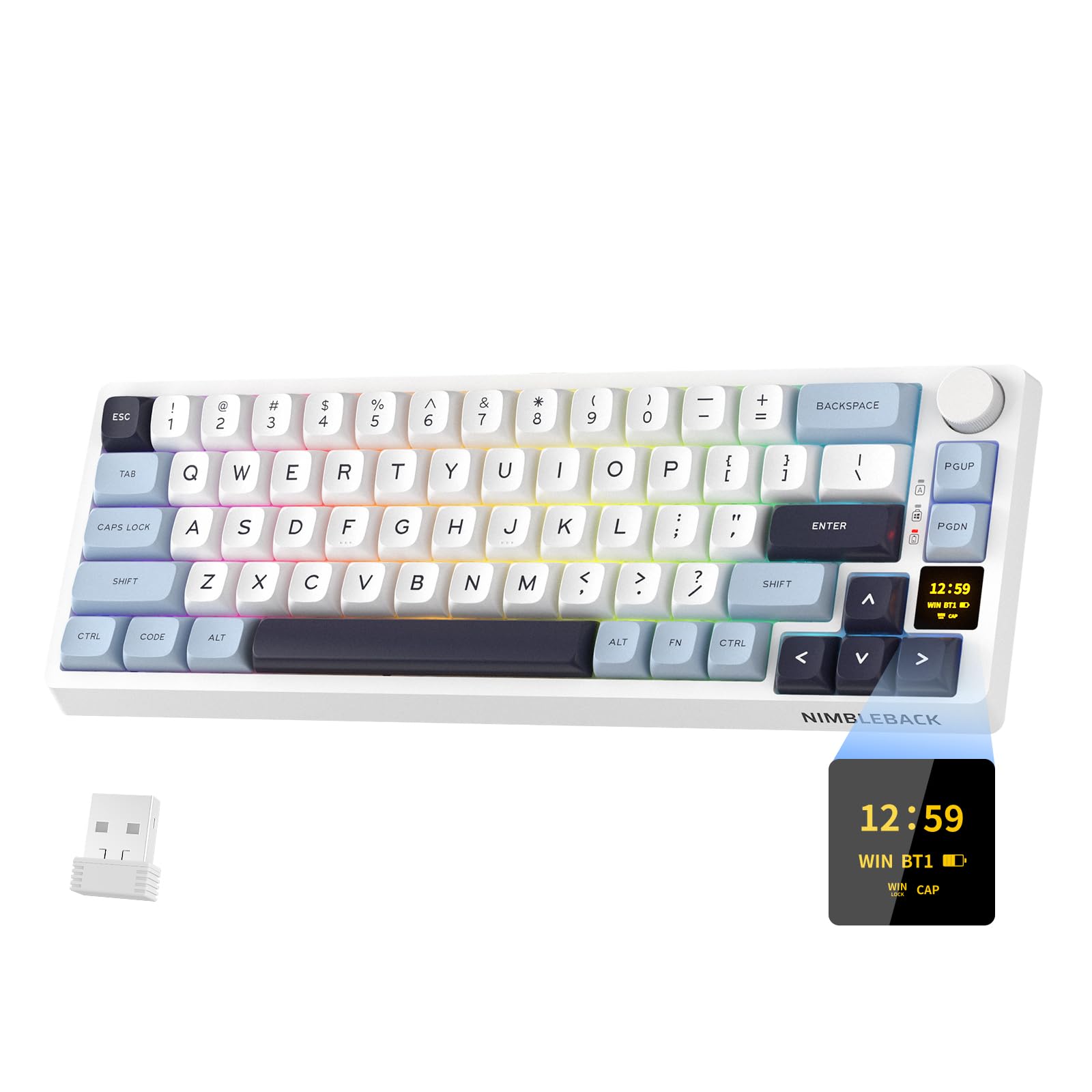 LTC Nimbleback NB682 PRO 65% 60% Wireless Mechanical Keyboard with Display Screen and Knobs, 2.4GBTUSB-C Wired RGB 68 Key Gaming Keyboard, 3-Layer
LTC Nimbleback NB682 PRO 65% 60% Wireless Mechanical Keyboard with Display Screen and Knobs, 2.4GBTUSB-C Wired RGB 68 Key Gaming Keyboard, 3-Layer