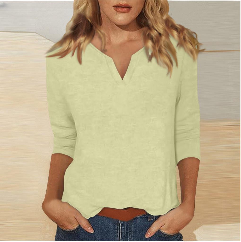 2025 Women s V-Neck 7-Point Sleeve Solid Color T-Shirt M
2025 Women s V-Neck 7-Point Sleeve Solid Color T-Shirt M