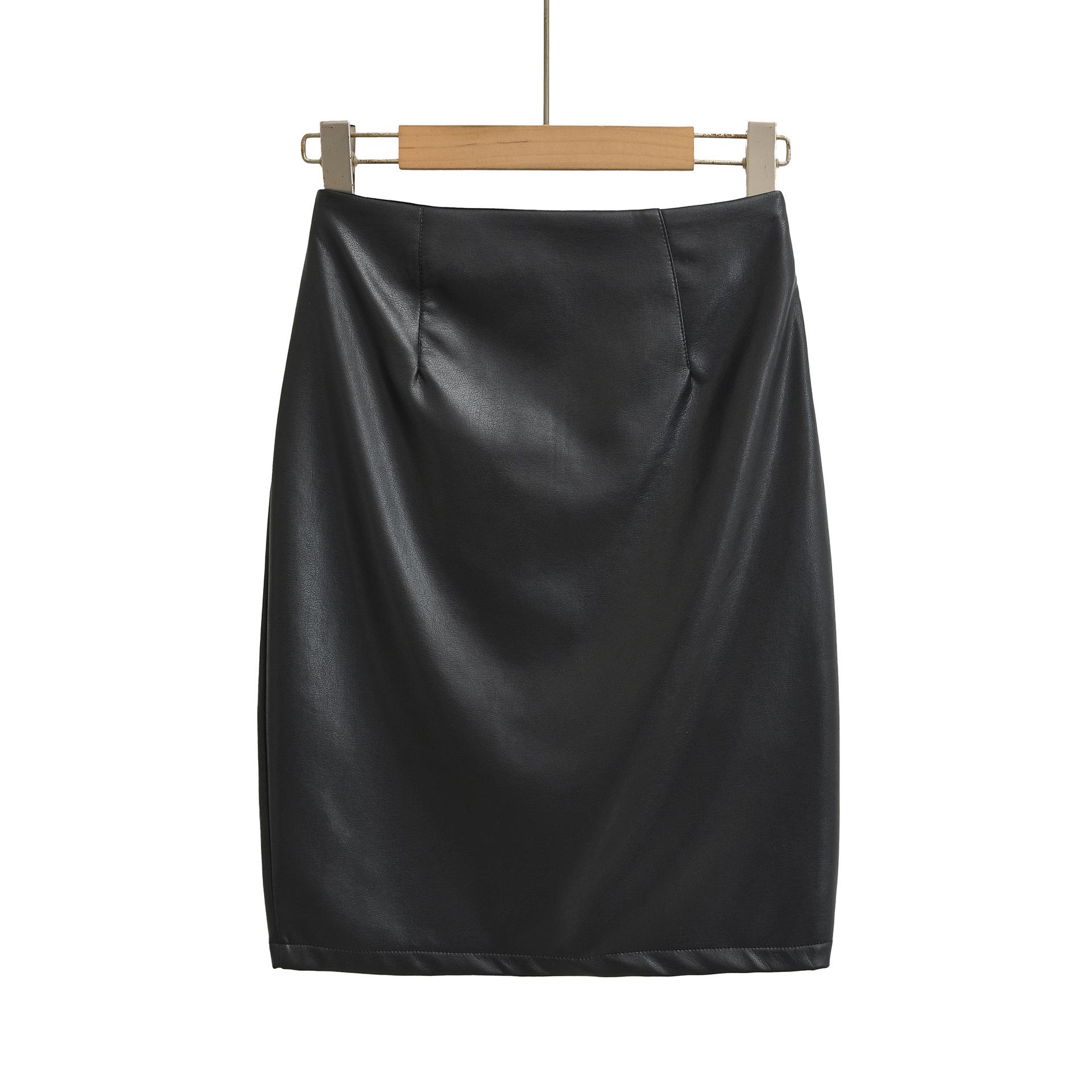 NSSF Self-made - European & American Style High Waist Leather Skirt with Zipper Slit Small чорний
NSSF Self-made - European & American Style High Waist Leather Skirt with Zipper Slit Small чорний