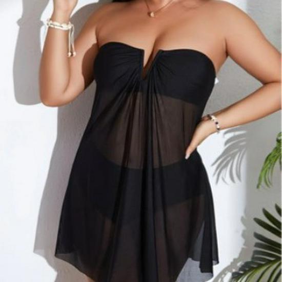 2024 Plus Size Mesh Halter Bikini: Slimming Solid Color Two-Piece Swimsuit for Women 2XL чёрный
2024 Plus Size Mesh Halter Bikini: Slimming Solid Color Two-Piece Swimsuit for Women 2XL чёрный